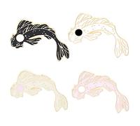 HMOOY 4Pcs Koi Fish Brooch, Lovely Fish Shaped Brooch Enamel Lapel Brooches Pin Set Cute Cartoon Pins for Backpacks Hat Clothes Bags Jackets Animal Lapel Pin Brooch DIY Accessories (4Pcs), White