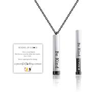HMOOY Be Kind of a B Necklace for Women, Stainless Steel 3D Engraving Vertical Bar Necklace with Hidden Message Personalised Inspirational Pendant Necklace Gifts (Square Retractable, Black)