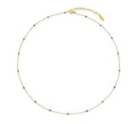 HMOOY Bohemian Bead Choker Necklace for Women, 14K Gold/Silver Plated Colorful Summer Beaded Choker Necklace Adjustable Beach Jewelry Prom Party Festival Accessory (Gold, Blue/White)