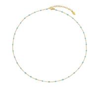 HMOOY Bohemian Bead Choker Necklace for Women, 14K Gold/Silver Plated Colorful Summer Beaded Choker Necklace Adjustable Beach Jewelry Prom Party Festival Accessory (Gold, Light blue)