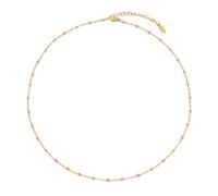 HMOOY Bohemian Bead Choker Necklace for Women, 14K Gold/Silver Plated Colorful Summer Beaded Choker Necklace Adjustable Beach Jewelry Prom Party Festival Accessory (Gold, Light pink)