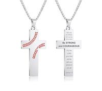 HMOOY Cross Sport Necklace with Inspiring Bible Verse, Stainless Steel Religious Football Pendant Chain Sports Inspirational I CAN DO All Things Christian Faith Jewelry Gifts for Men, Adjustable