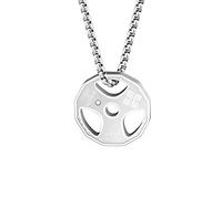 HMOOY Dumbbell Necklace, Titanium Stainless Steel Dumbbell Pendant Necklace Dumbbell Chain Necklace Couple Pendant Necklace Fitness Gym Necklace Sport Jewellery for Men (Silver)