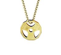 HMOOY Dumbbell Necklace, Titanium Stainless Steel Dumbbell Pendant Necklace Dumbbell Chain Necklace Couple Pendant Necklace Fitness Gym Necklace Sport Jewellery for Men (Gold)