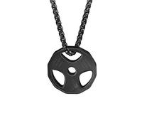 HMOOY Dumbbell Necklace, Titanium Stainless Steel Dumbbell Pendant Necklace Dumbbell Chain Necklace Couple Pendant Necklace Fitness Gym Necklace Sport Jewellery for Men (Black)