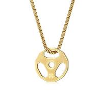 HMOOY Dumbbell Necklace, Titanium Stainless Steel Dumbbell Pendant Chain Couple Necklace Fitness Gym Sport Jewellery for Men,Gold-Clover