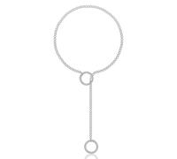HMOOY Heart O-ring Slip Chain Choker Necklace For Women, Adjustable Stainless Steel Lariat Y-Necklace Rainbow Punk Rock Gothic Cuban Collar Loop Choker Necklace for Women, 28", Stainless Steel, No