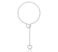 HMOOY Heart O-ring Slip Chain Choker Necklace For Women, Adjustable Stainless Steel Lariat Y-Necklace Rainbow Punk Rock Gothic Cuban Collar Loop Choker Necklace for Women, 24”, Stainless Steel, No
