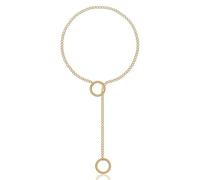 HMOOY Heart O-ring Slip Chain Choker Necklace For Women, Adjustable Stainless Steel Lariat Y-Necklace Rainbow Punk Rock Gothic Cuban Collar Loop Choker Necklace for Women, 24”, Stainless Steel, No