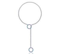 HMOOY Heart O-ring Slip Chain Choker Necklace For Women, Adjustable Stainless Steel Lariat Y-Necklace Rainbow Punk Rock Gothic Cuban Collar Loop Choker Necklace for Women, 24”, Stainless Steel, No
