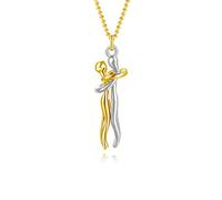 HMOOY Hug Necklace, Affectionate Snuggle Hug Pendant Necklace for Couples, Friends, Adults; Silver-Gold; Unisex; Stainless Steel; Necklace; Special Occasions