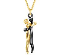 HMOOY Hug Pendant, Snuggle Necklace for Couples - Adjustable Fashion Valentine's Day Necklace for Women & Men (Black-Gold)