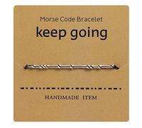 HMOOY Morse Code Bracelet Silver Plated Beads on Silk Cord Friendship Bracelet Secret Message Morris Jewelry for Women Men Gifts for Her Him (Keep going)