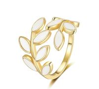 HMOOY Olive Branch/Leaf Cubic Rings for Women,Open Adjustable Rings for Women,Thumb Wrap Around Leaf Promise Ring Jewellery GIFTSs with Box,Gold