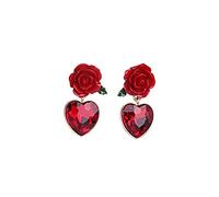 HMOOY Red Rose Flower Earrings, Vintage Ruby Heart Earrings Simulated Gothic Rose Red Drop Earrings Cute Earrings For Women Girls, Resin, Created Ruby, Resin, Created Ruby