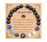 HMOOY Zodiac Spirit Beaded Bracelet for Women Men, 12 Constellation 8mm Natural Stone Protection Bracelet Crystal Stone Beads Manifestation Bracelet Birthday Christmas Zodiac (Taurus)