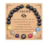 HMOOY Zodiac Spirit Beaded Bracelet for Women Men, 12 Constellation 8mm Natural Stone Protection Bracelet Crystal Stone Beads Manifestation Bracelet Birthday Christmas Zodiac (Pisces)