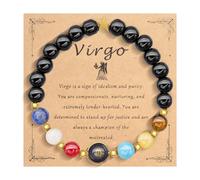 HMOOY Zodiac Spirit Beaded Bracelet for Women Men, 12 Constellation 8mm Natural Stone Protection Bracelet Crystal Stone Beads Manifestation Bracelet Birthday Christmas Zodiac (Virgo)