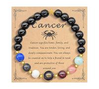HMOOY Zodiac Spirit Beaded Bracelet for Women Men, 12 Constellation 8mm Natural Stone Protection Bracelet Crystal Stone Beads Manifestation Bracelet Birthday Christmas Zodiac (Cancer)