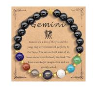 HMOOY Zodiac Spirit Beaded Bracelet for Women Men, 12 Constellation 8mm Natural Stone Protection Bracelet Crystal Stone Beads Manifestation Bracelet Birthday Christmas Zodiac (Gemini)