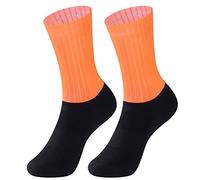 HMOS Cycling Socks Aero Socks Seamless Anti Slip Cycling Socks Road Bicycle Socks Outdoor Racing Bike Compression Sport Socks Orange, Size : 39-45