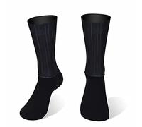 HMOS Cycling Socks Anti Slip Silicone Summer Aero Socks Whiteline Cycling Socks Men Bicycle Sport Running Bike Socks Black, Size : Medium