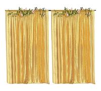 HMQIANG 4FTx8FT Gold Sequin Backdrop Curtains 2 Panels Sequin Sparkly Background Drapes for Parties