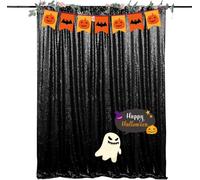 HMQIANG Black Sequin Backdrop Curtains 5FTx6FT 1 Panel Sparkly Background Drapes for Party Birthday