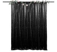 HMQIANG Black Sequin Backdrop Curtains 6FTx8FT 1 Panel Sparkly Background Drapes for Party
