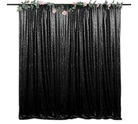 HMQIANG Black Sequin Backdrop Curtains 8FTx8FT 1 Panel Sparkly Background Drapes Photography for Halloween Party Birthday Wedding Decor