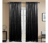 HMQIANG Black Sequin Photography Backdrop Curtains 2FTx8FT 2 Panels Sparkly Background Drapes for Parties