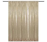 HMQIANG Champagne Gold Sequin Backdrop Curtains 8FTx8FT 1 Panel Sparkly Background Drapes for Party Birthday