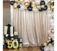 HMQIANG Champagne Sequin Backdrop Curtains 4FTx7FT 1 Panel Sparkly Sequin Photography Background Drapes for Party