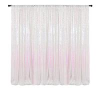 HMQIANG Iridescent White Sequin Photography Backdrop Curtains 8FTx8FT 1 Panel Sparkly Background Drapes for Party Birthday
