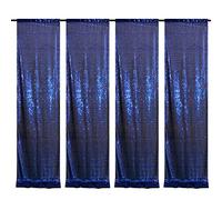 HMQIANG Navy Blue Sequin Backdrop Curtains 4 Panels 2FTx8FT