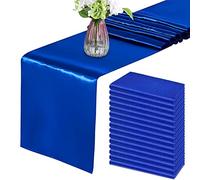 HMQIANG Royal Blue Satin Table Runner 12x108 Inches, 15 Pack