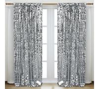 HMQIANG Silver Sequin Backdrop 18MM Large Sequins, 4x10 Feet, 2 Panel Glitter Sparkler Shimmer Backdrop Curtain for Decor, Parties, Home, Showers