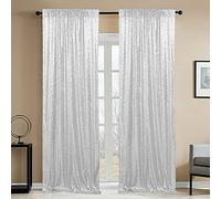 HMQIANG Silver Sequin Photography Backdrop Curtains 2FTx8FT 2 Sequin Backdrop Curtains Panels Sparkly Background Drapes for Party Birthday