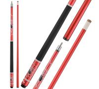HMQQ 58" 2-Piece Fiberglass Graphite Composite Billiard Pool Cue Sticks (Several Colors Available, Weight from 19oz) (Red)