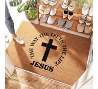 HMQW Coconut Doormat Camper Small Welcome Keep Off Soft Area Jesus The Way, Truth, Life | Multi Scenario Use(65X90CM)