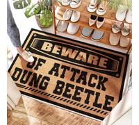 HMQW Coconut Mat Girly Cottage Core Decorations Dirt Trapping Beware Of Attack Dung Beetle - Non Slip Easy Clean For Padded Floor(40X60CM)