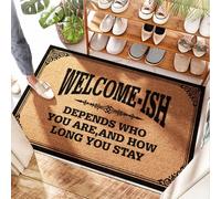HMQW Coir Mat Soft Bath Funny Bathroom - Indoor Outdoor Universal Home Bar Accessories | Non Shedding Welcome Ish Depends Who You Are Easy To Maintain For Bathroom Stone(50X80CM)