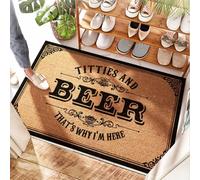 HMQW Cool Bathroom Stuff Hand Woven Patio Mat - Titties And Beer That's Wtp I'm Here Funny Door Outdoor Non Skid Indoor Outdoor For Garage Door(40X60CM)
