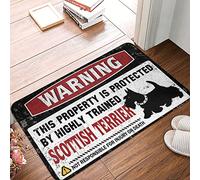 HMQW Door Mats Outdoor Large Warning This Property Is Protected By A Highly Trained Scottish Terrier Rug Mens Room Decor Outdoor Mats For Patio Waterproof(50X80CM)