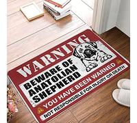HMQW Fall Door Mat Indoor Beware Of Anatolian Shepherd Doormat Plain Outdoor Mat Small Outdoor Rug(65X90CM)