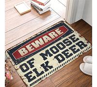 HMQW Fall Kitchen Rugs And Mats Beware Of Moose Elk Deer Rug Bar Decor For Home Fall Door Decor(40X60CM)