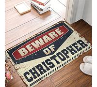 HMQW Front Door Inside Mat Beware Of Christopher Rug Man Cave Accessories And Decor Indoor Welcome Mat(40X60CM)