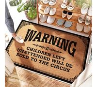 HMQW Front Door Mat Soft Area Large Bath Warning Children Left Unattended Will Be Sold To Circus For Bath For Tub | Stain Resistant Men Cave Decor(50X80CM)