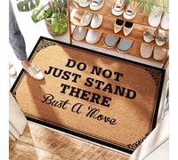 HMQW Front Porch Coconut Door Mat Absorbent Low Profile | Don't Just Stand There Bust A Move Autumn Non Slip For Back Door Indoor Home(65X90CM)