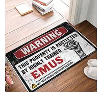 HMQW Funny Bar Decor Warning This Property Is Protected By A Highly Trained Emus Doormat Large Outdoor Rug Man Cave Decor(50X80CM)